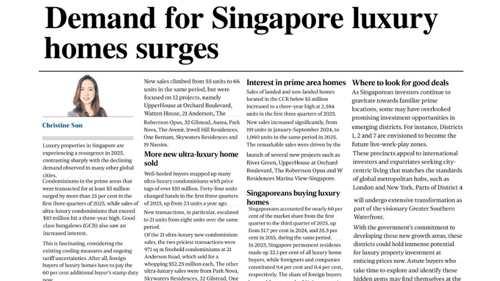 Demand for Singapore luxury homes surges